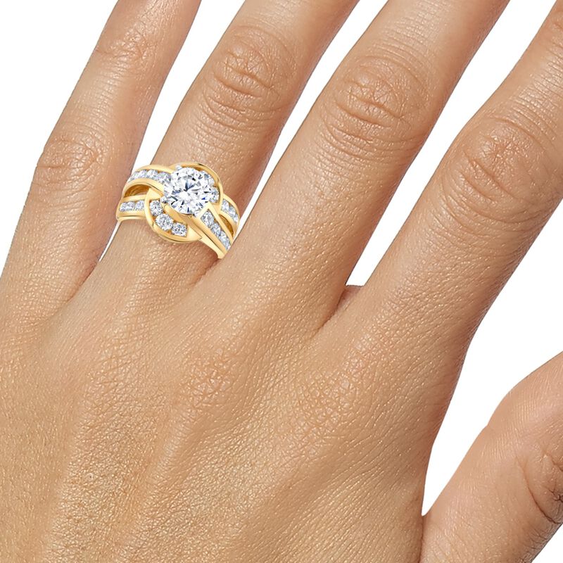 Round Lab Grown Diamond 3 1/2ctw. Multi Row Swirl Channel Engagement Ring in 14k Yellow Gold image number null